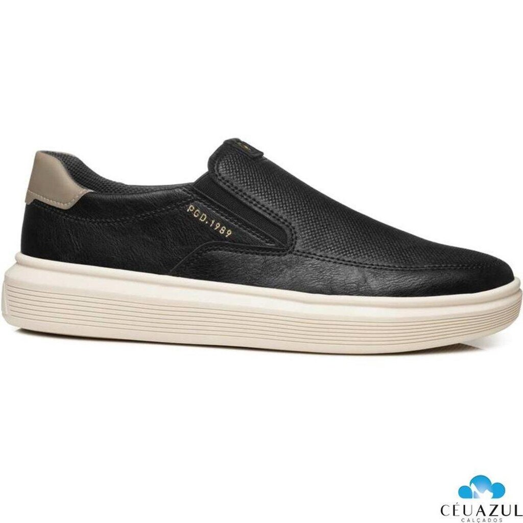 Sapatênis Masculino Pegada Slip On Casual Confortável Original Couro MicroFibra Trabalho