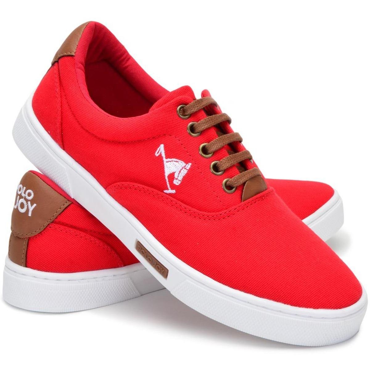 Sapatênis Masculino Polo Joy Lona Algodão Logo Dia a Dia - Vermelho Menor preço em Sapatênis Masculino Polo Joy Lona Algodão Logo Dia a Dia - Vermelho