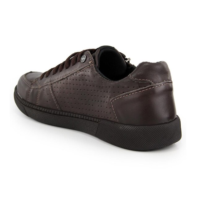 Sapatênis Masculino Ziper Footwear Cadarço Em Couro Legitimo