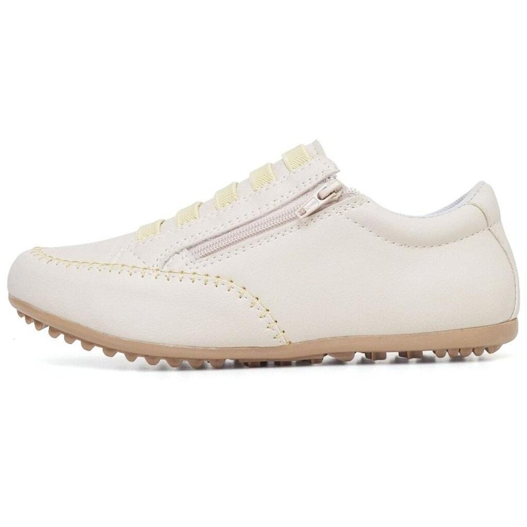 Sapatenis Mocassim Casual Feminino Calce Facil Ziper Lateral Solado Borracha Palmilha EVA Macio