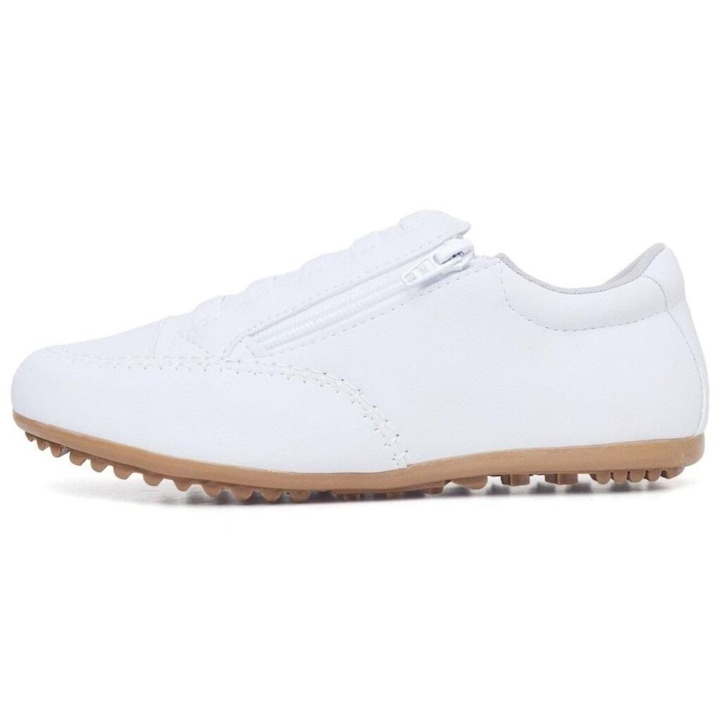 Sapatenis Mocassim Casual Feminino Calce Facil Ziper Lateral Solado Borracha Palmilha EVA Macio