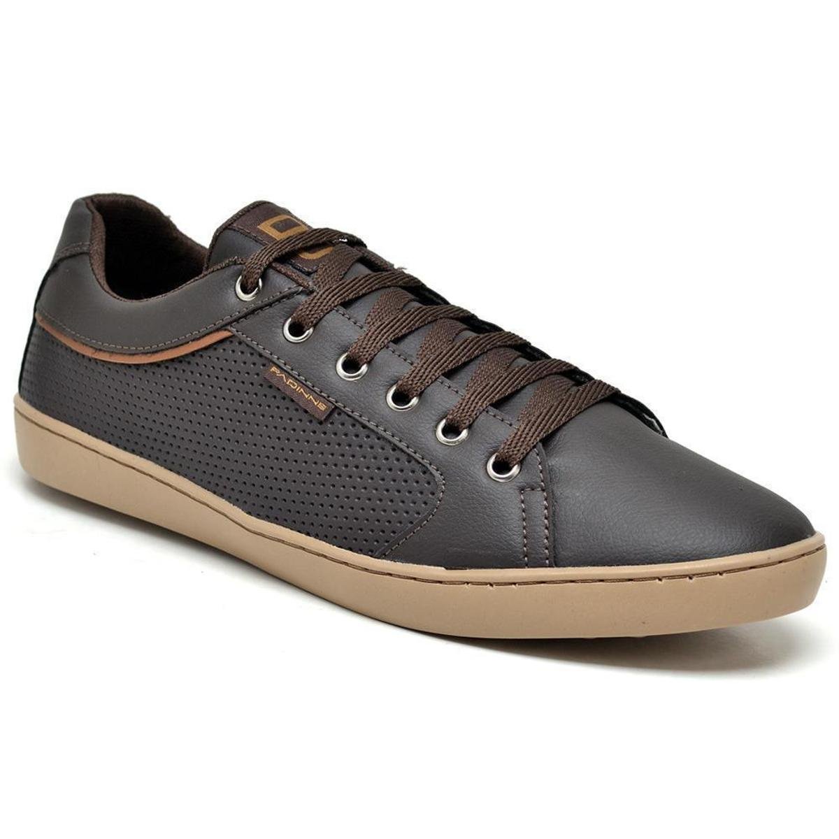 Sapatênis Padinne Casual Cadarço Masculino - Marrom Escuro Menor preço em Sapatênis Padinne Casual Cadarço Masculino - Marrom Escuro