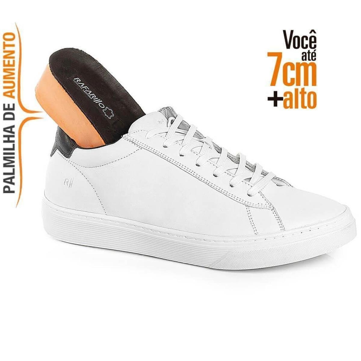 Sapatênis Rafarillo Masculino Couro Amarração Aumenta Altura - Branco |  Zattini