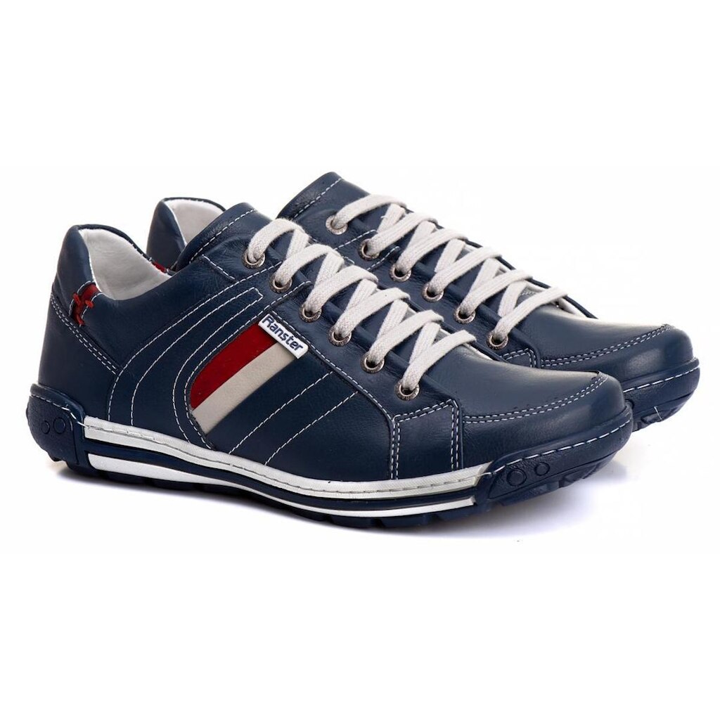 Sapatênis Ranster Masculino Em Couro Confortável Azul 3003 AZUL