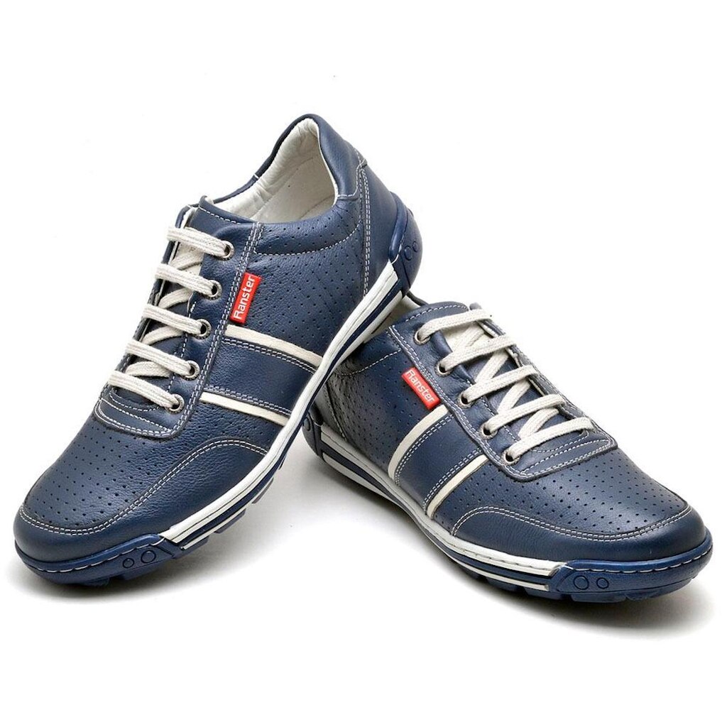 Sapatênis Ranster Masculino Em Couro Confortável Azul 3004 AZUL