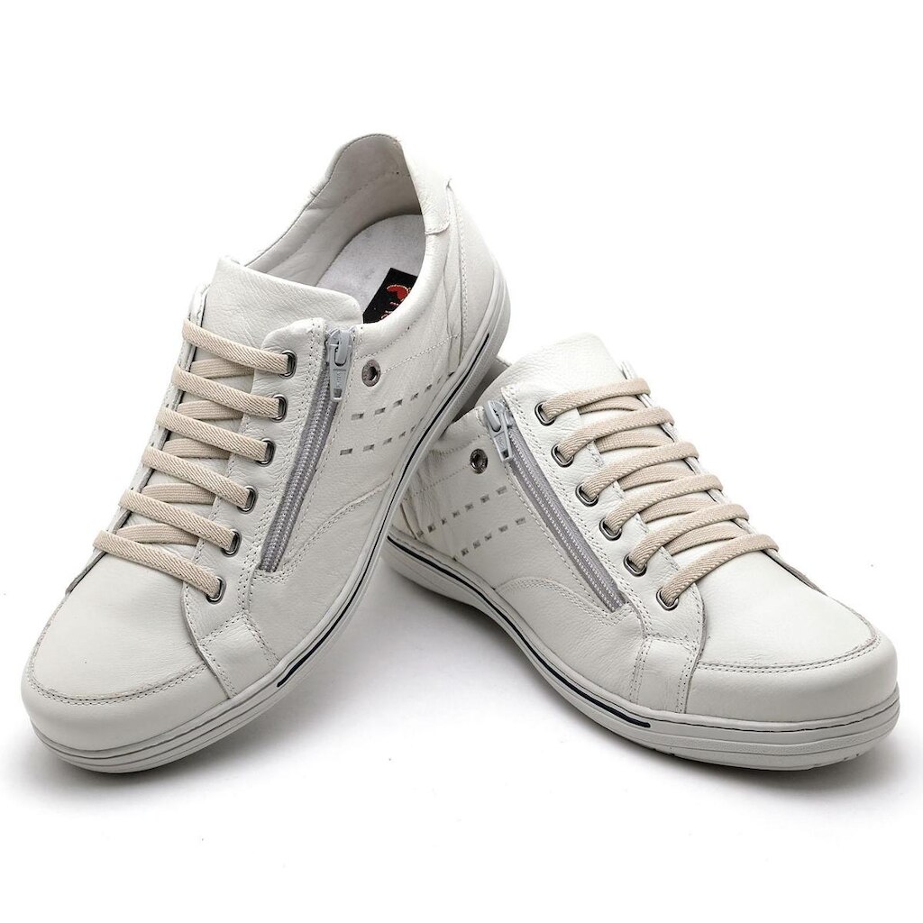 Sapatênis Ranster Masculino Em Couro Confortável Off White 3009 OFF WHITE