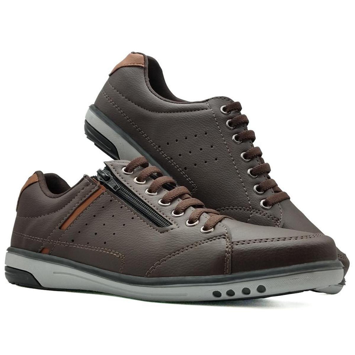 Sapatenis Sapato Tenis Masculino Casual Ziper MOD 750 - Marrom Menor preço em Sapatenis Sapato Tenis Masculino Casual Ziper MOD 750 - Marrom