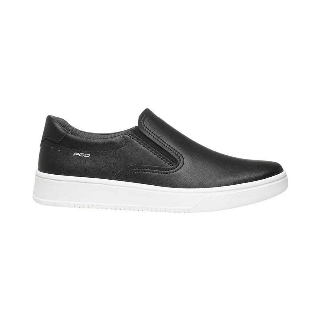 Sapatênis Slip On Couro Calce Fácil Confortável Masculino Pegada Preto 43