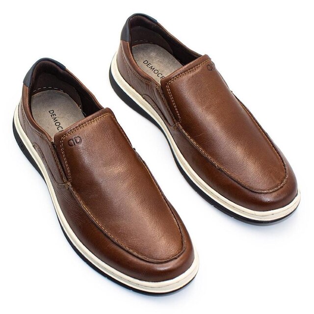 Sapatênis Slip On De Couro Democrata Masculino Easy Leave 245201