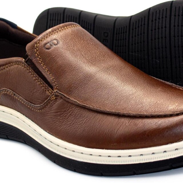Sapatênis Slip On De Couro Democrata Masculino Easy Leave 245201