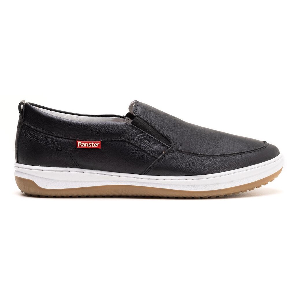Sapatênis Slip On Masculino Couro Preto