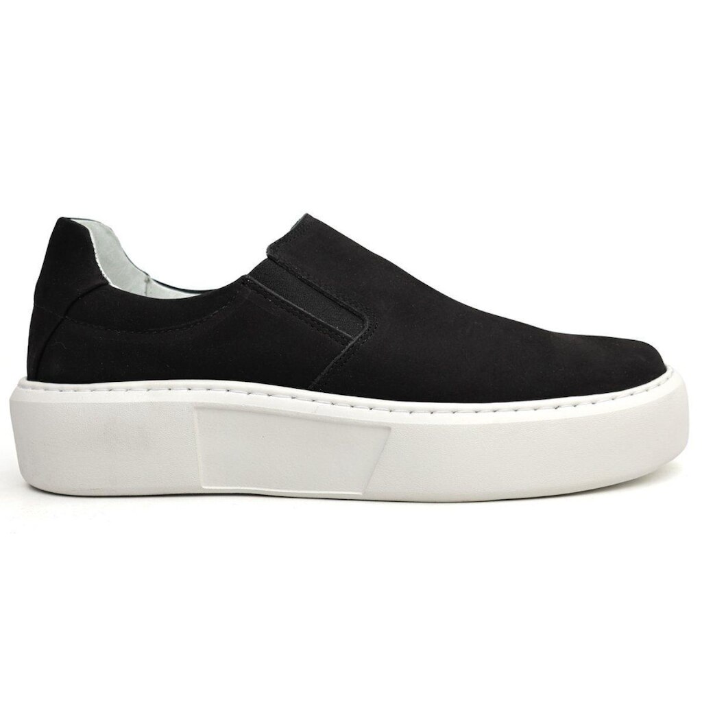 Sapatênis Slip on Masculino Sola Alta Couro Legítimo Camurça