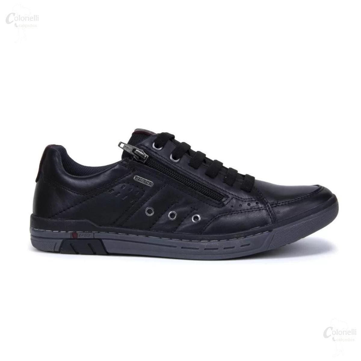 Sapatenis Tenis Calce Facil Masculino Couro Pegada 119308 - Preto Menor preço em Sapatenis Tenis Calce Facil Masculino Couro Pegada 119308 - Preto