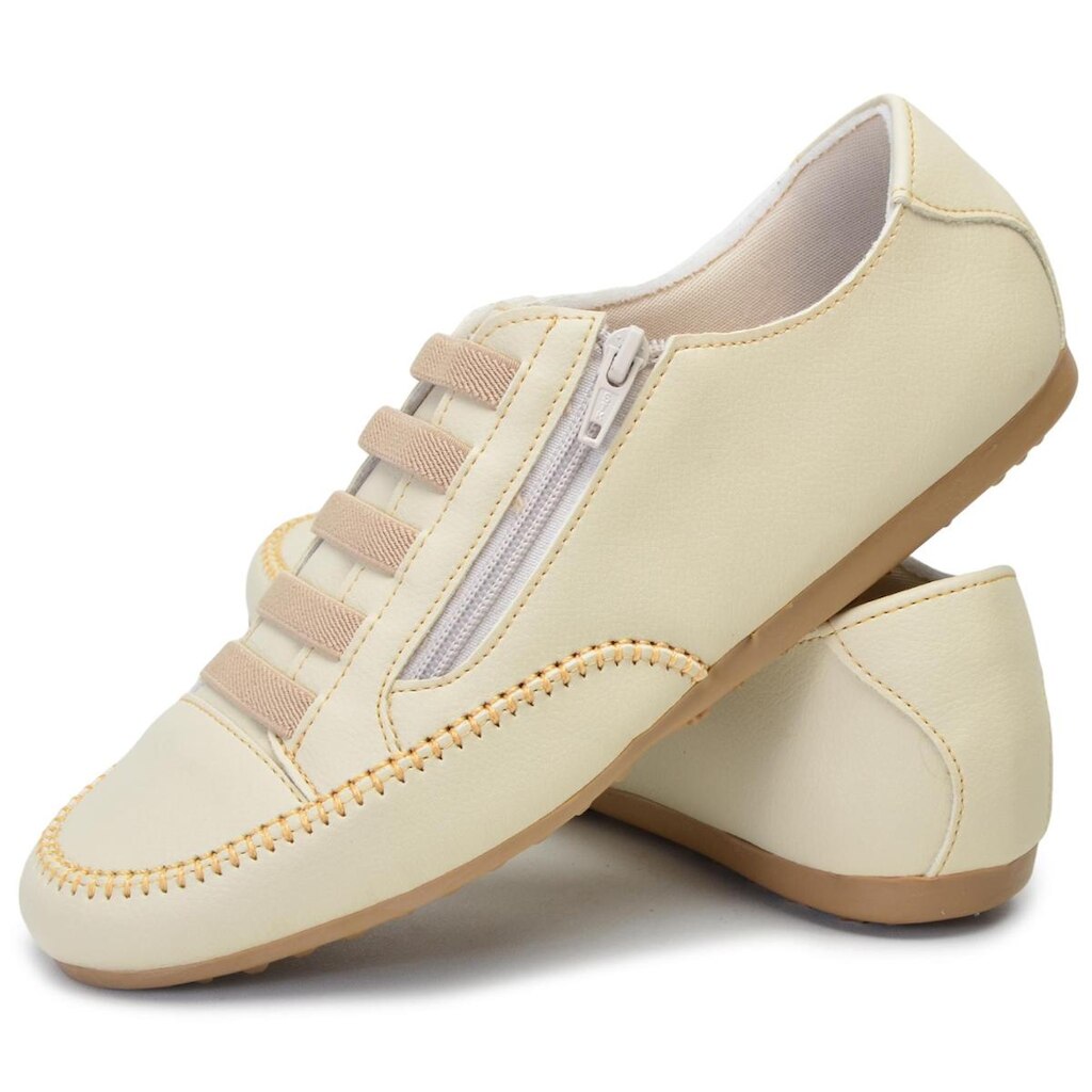 Sapatênis Tênis Feminino Casual Off White Confortável