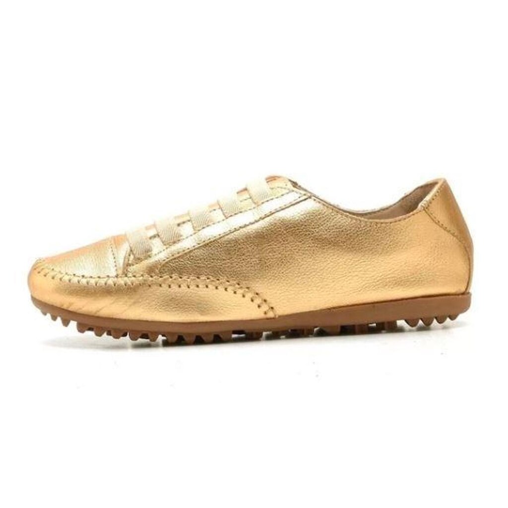 Sapatênis tênis Feminino de couro Metalizado Dourado