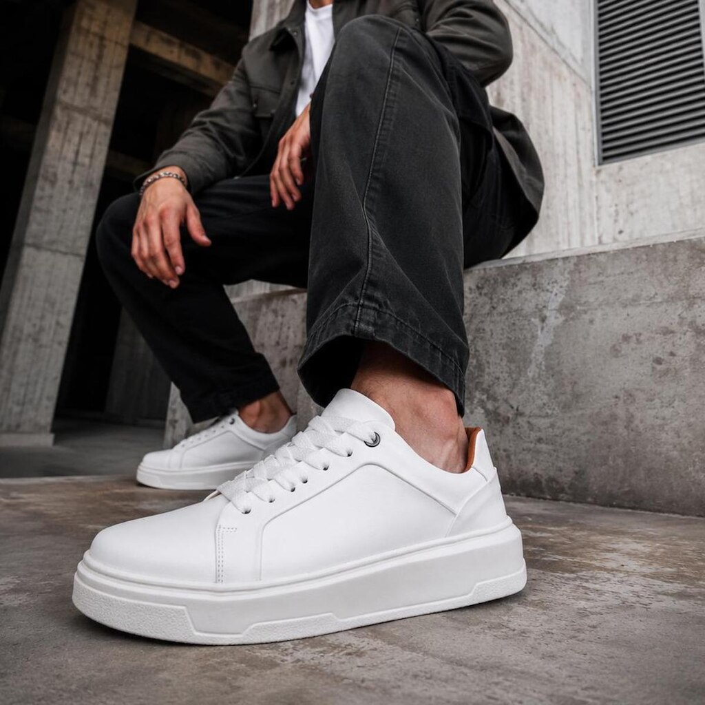 Sapatênis Tênis Masculino Branco Couro Sintético Premium Urbano Sola Reta Skatista Sneaker Street