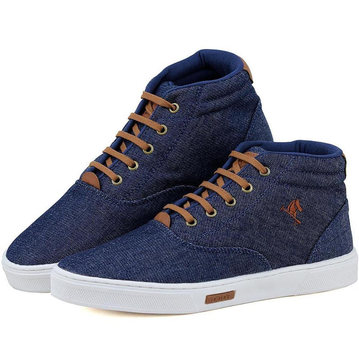Sapatenis Tenis Polo Botinha Joy Wear Cano Alto Barato Sapato - Azul Claro  | Zattini