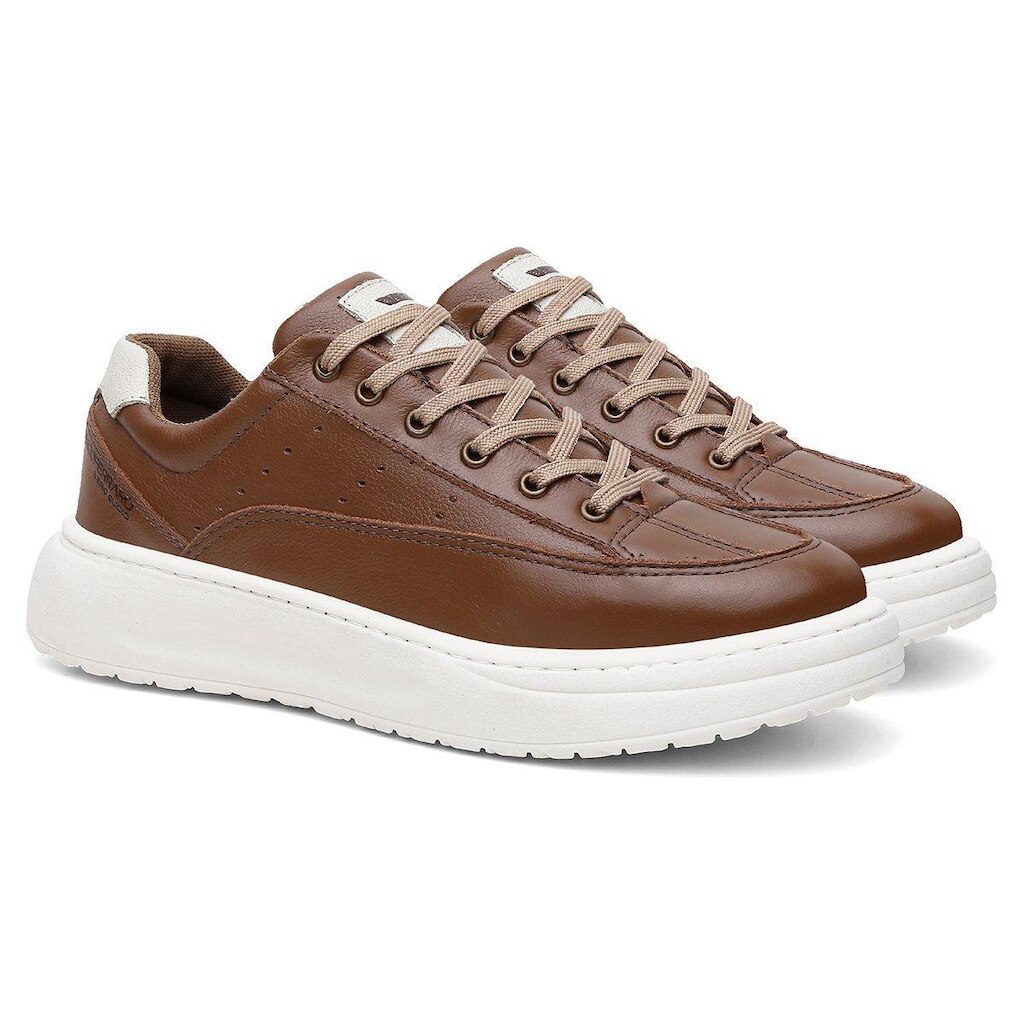 Sapatenis Urbano Couro Premium Casual Solado Nuvem Ronco Ferraro - Capuccino