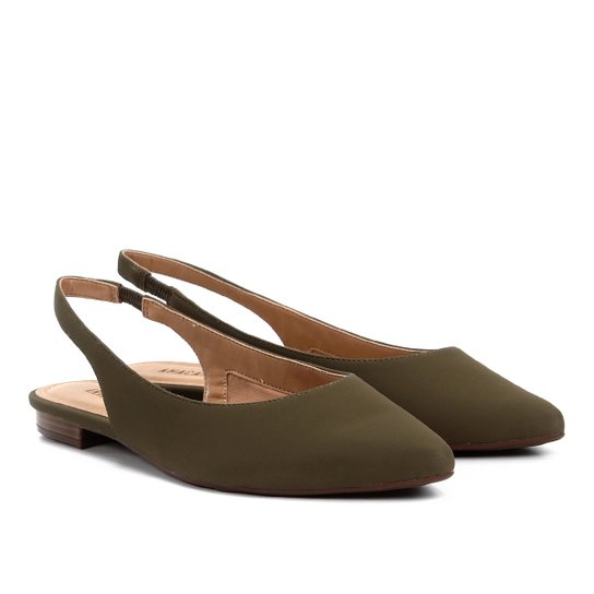 Sapatilha Anacapri Chanel Bico Fino Feminina - Verde Militar