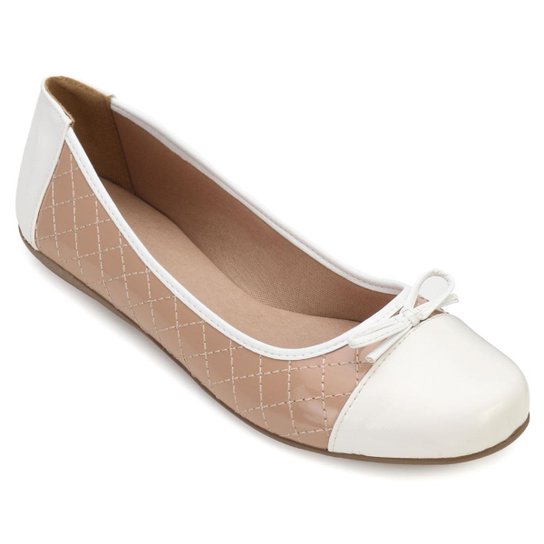 Sapatilha Aquarela Matelassê Feminina - Branco+Bege