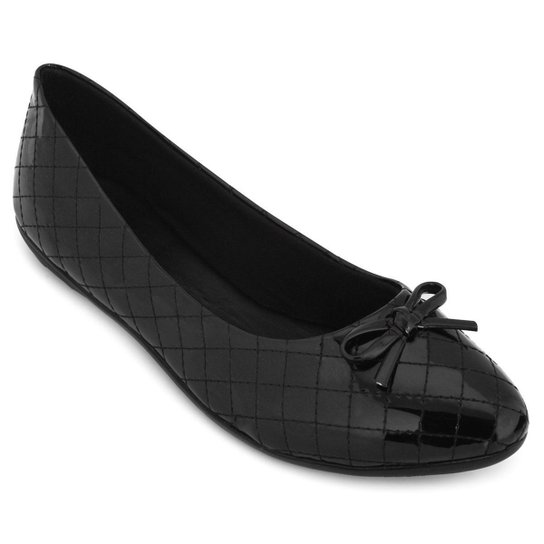 Sapatilha Aquarela Matelassê Verniz Feminino - Preto