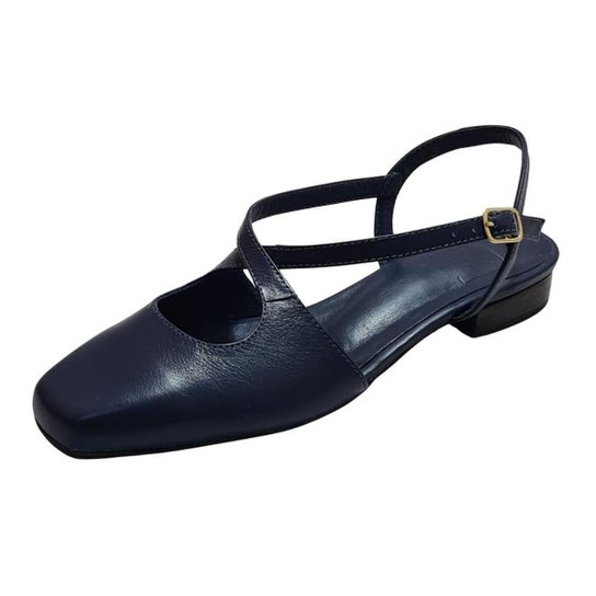Sapatilha Bailarina Bx Couro Azul Galaxy