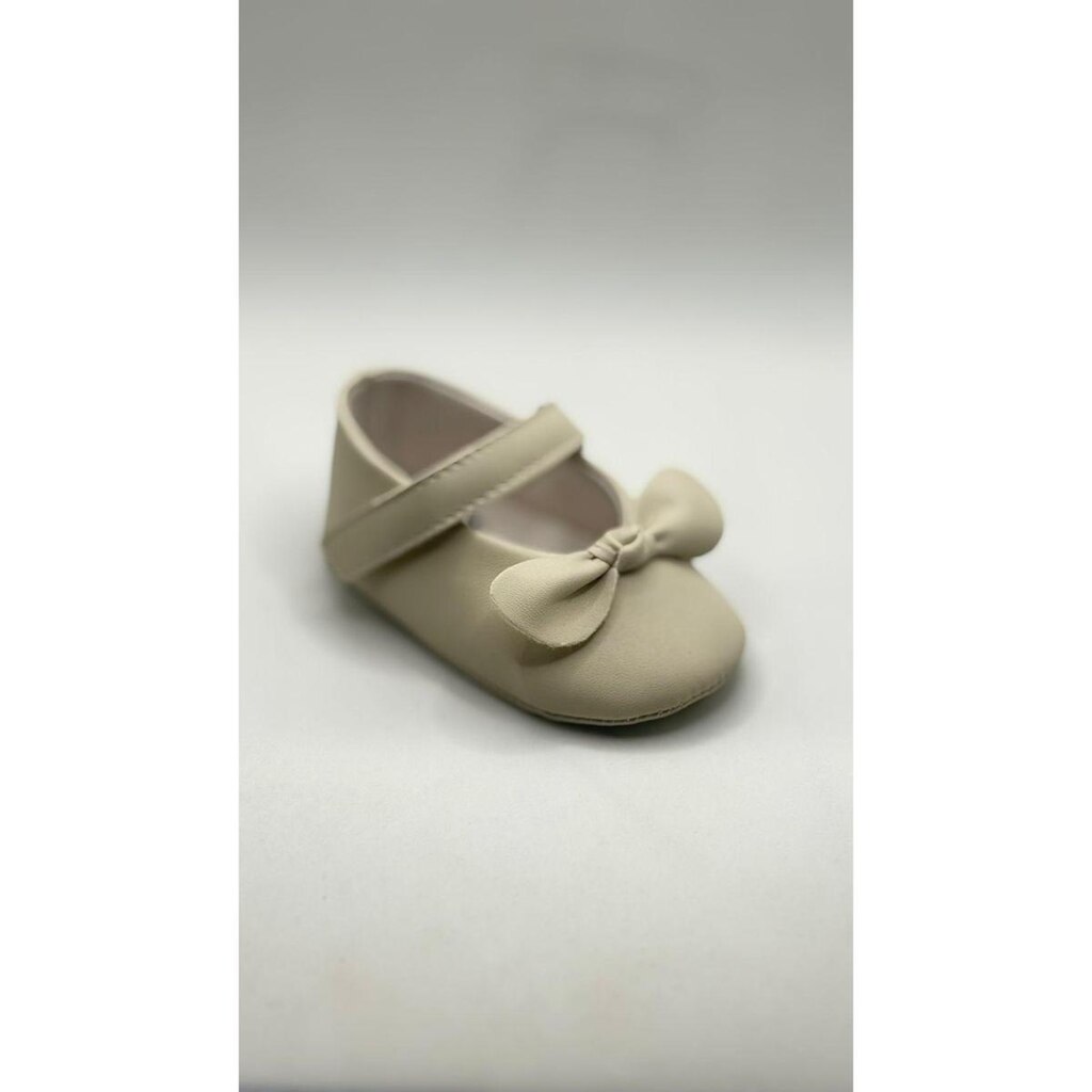 Sapatilha Bebe Sapato Boneca Bege Laço Velcro Confort