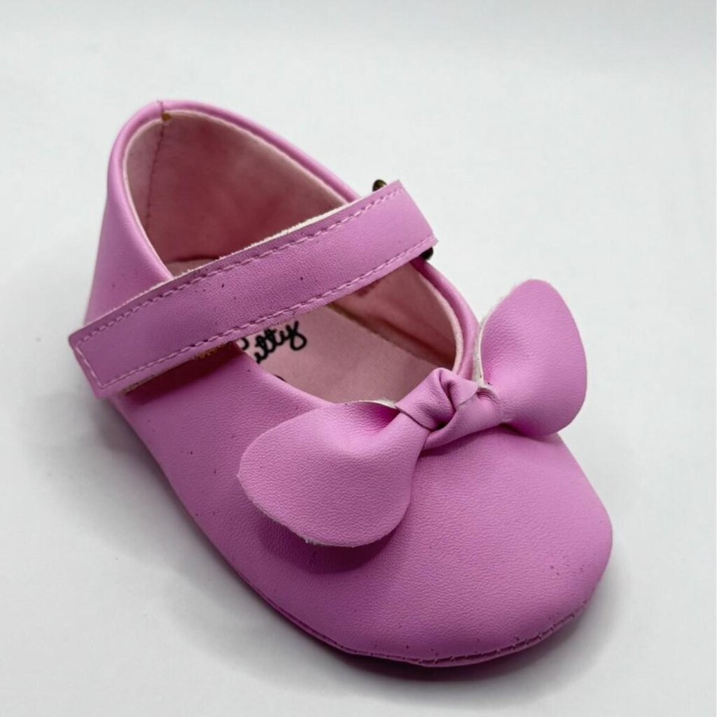 Sapatilha Bebe Sapato Boneca Rosa Laço Velcro Confort
