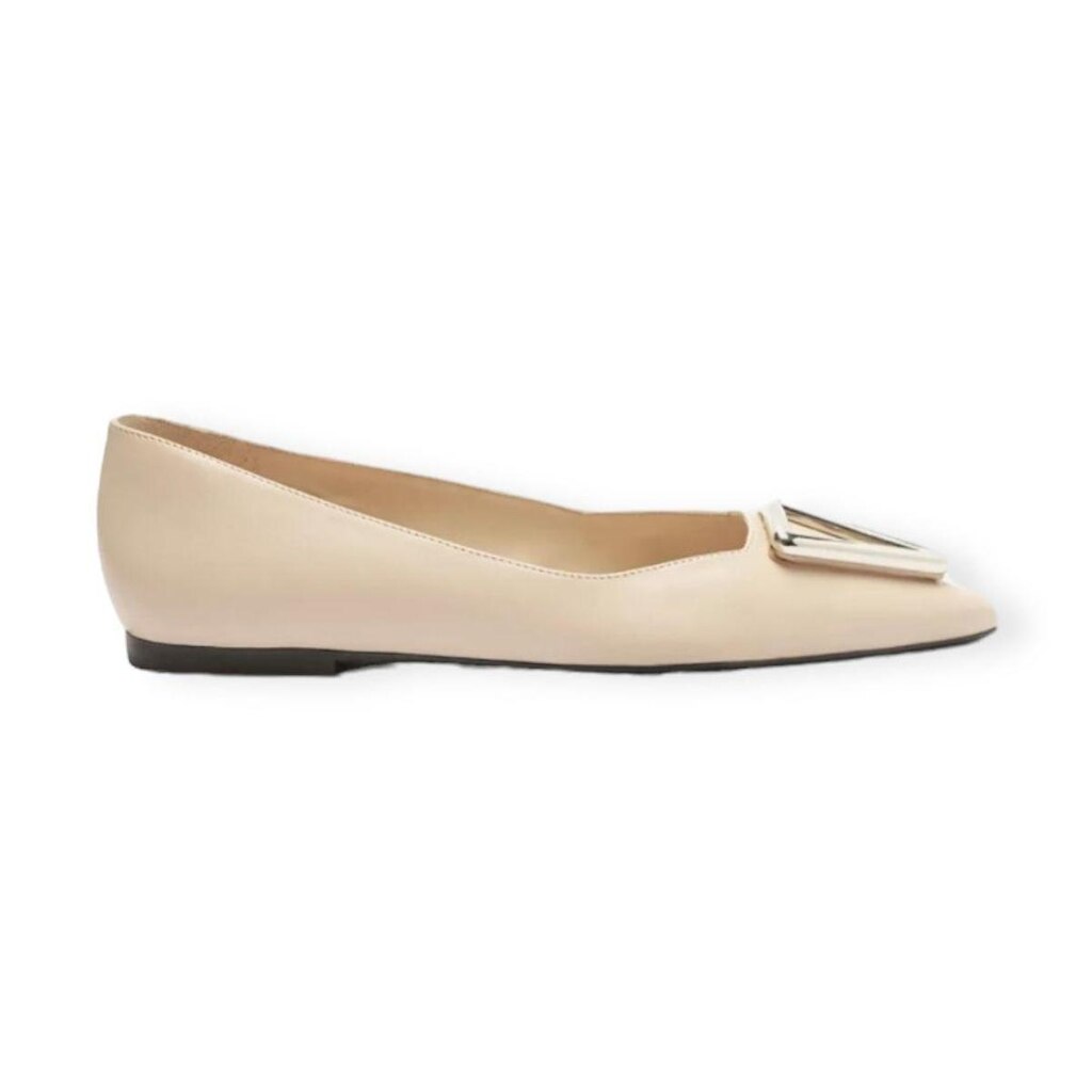 Sapatilha Bico Fino Couro Metal Arezzo Feminino