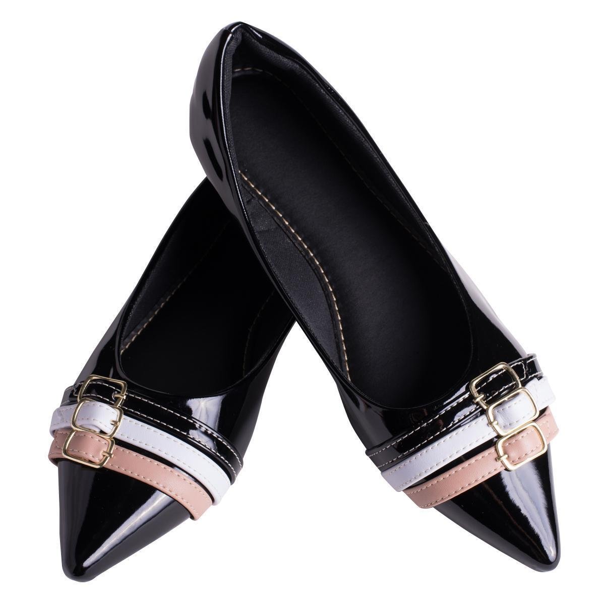 Sapatilha Bico Fino Fivela Feminina Rasteira Confort Menor preço em Sapatilha Bico Fino Fivela Feminina Rasteira Confort