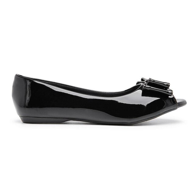 Sapatilha Bico Peeptoe Laco Verniz Feminino