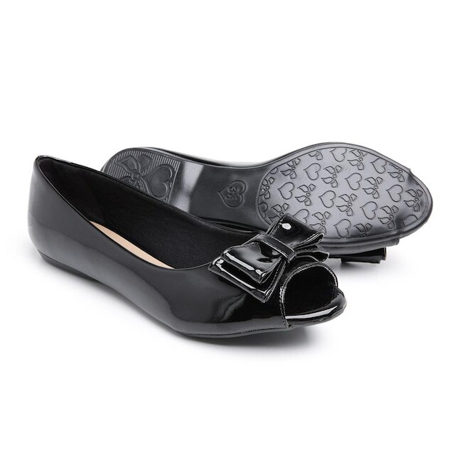 Sapatilha Bico Peeptoe Laco Verniz Feminino
