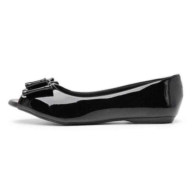 Sapatilha Bico Peeptoe Laco Verniz Feminino