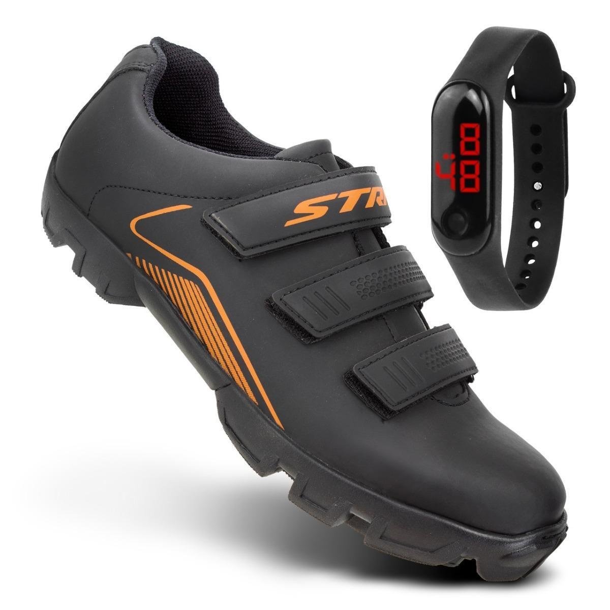 Sapatilha Bike Ciclismo Mtb Strava + Relógio Digital Menor preço em Sapatilha Bike Ciclismo Mtb Strava + Relógio Digital