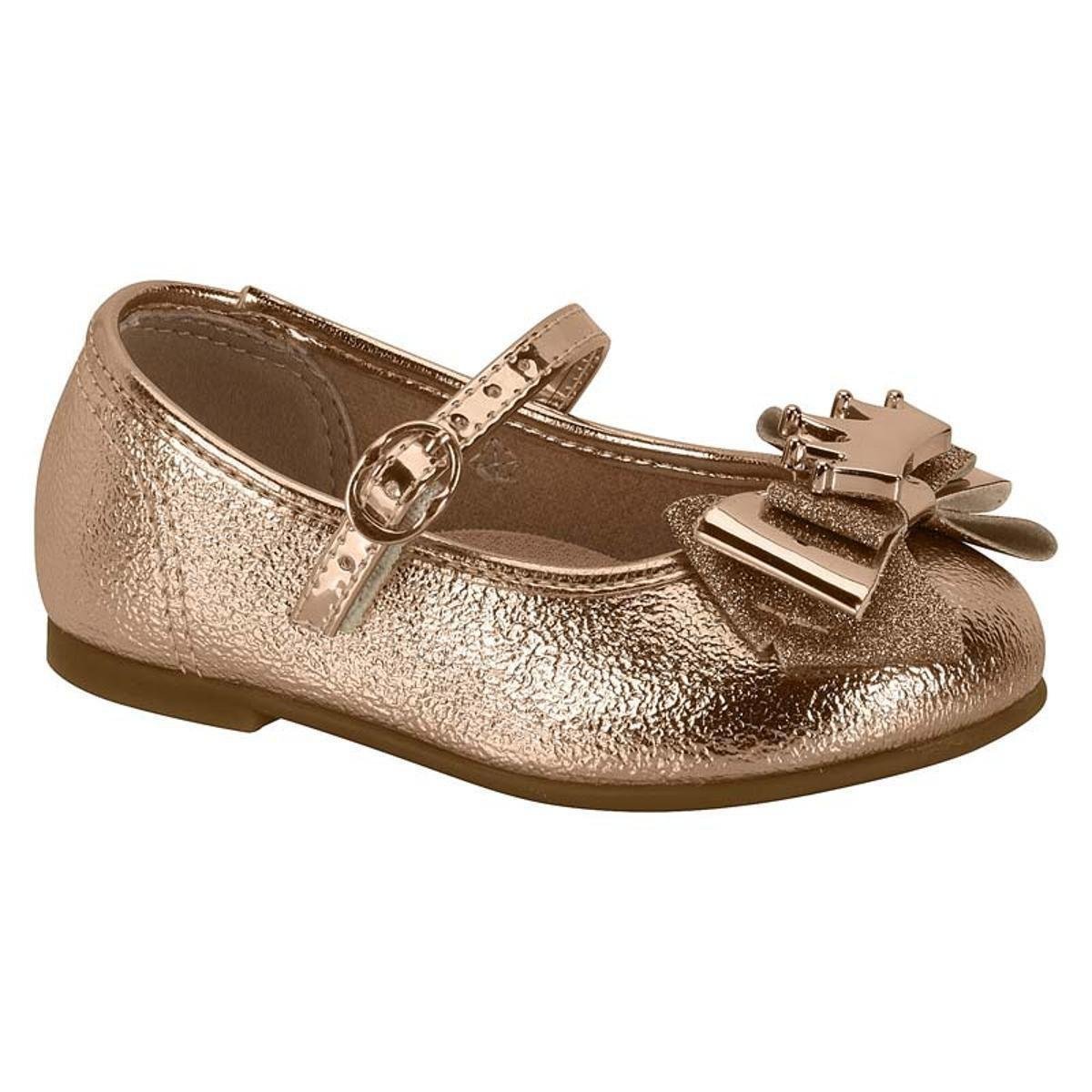 Sapatilha Boneca Infantil Bebe Metalizado Com Laço em Glitter e Coroa Molekinha 2106.1032 - Rose Gold Menor preço em Sapatilha Boneca Infantil Bebe Metalizado Com Laço em Glitter e Coroa Molekinha 2106.1032 - Rose Gold