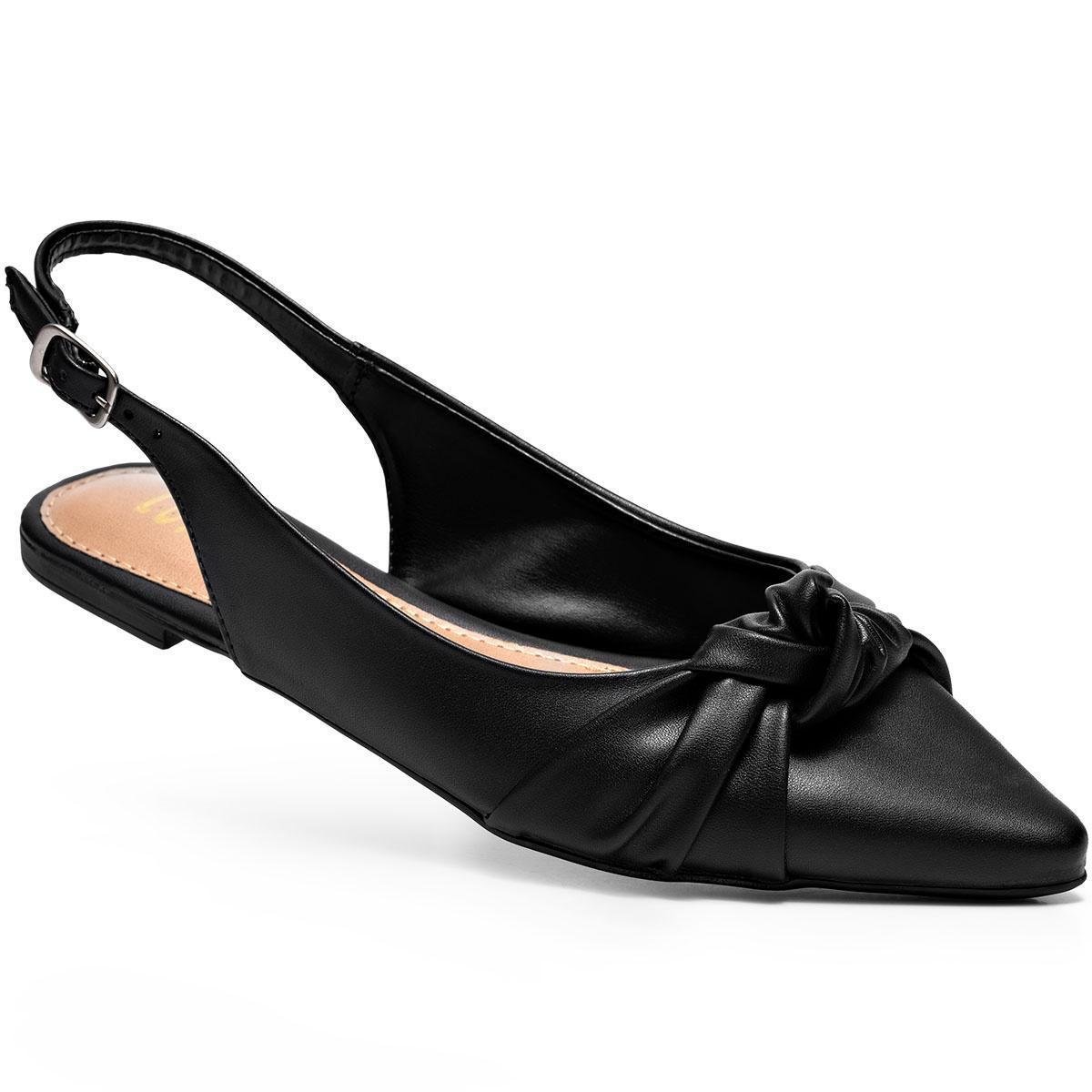 Sapatilha Chanel Lumiss Moda Confort Rasteira Slingback Feminino - Preto |  Zattini