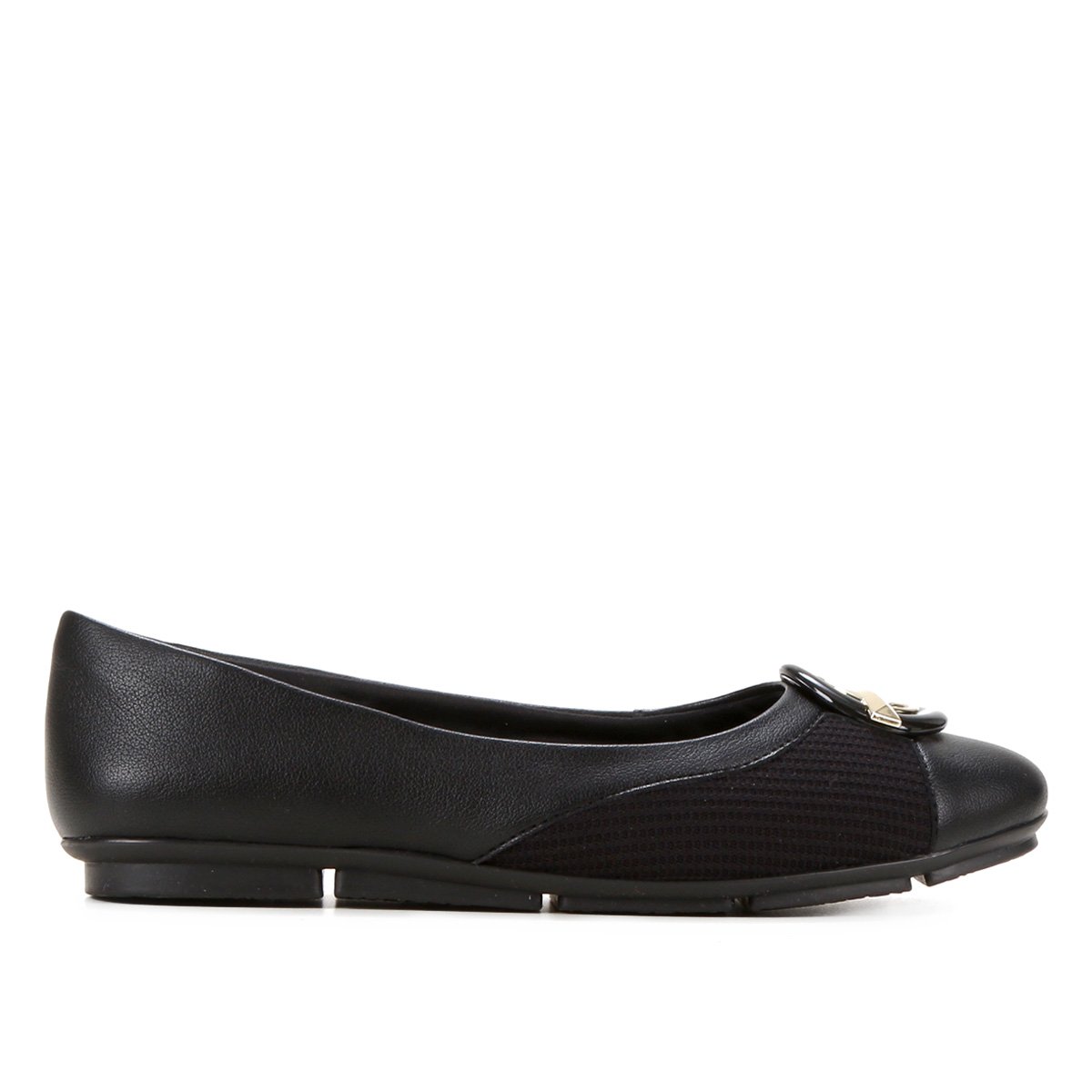 Sapatilha Comfortflex Bico Redondo Verniz Fivela Feminina - Preto Menor preço em Sapatilha Comfortflex Bico Redondo Verniz Fivela Feminina - Preto
