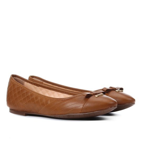 Sapatilha Couro Dumond Matelasse Biqueira Feminina - Caramelo
