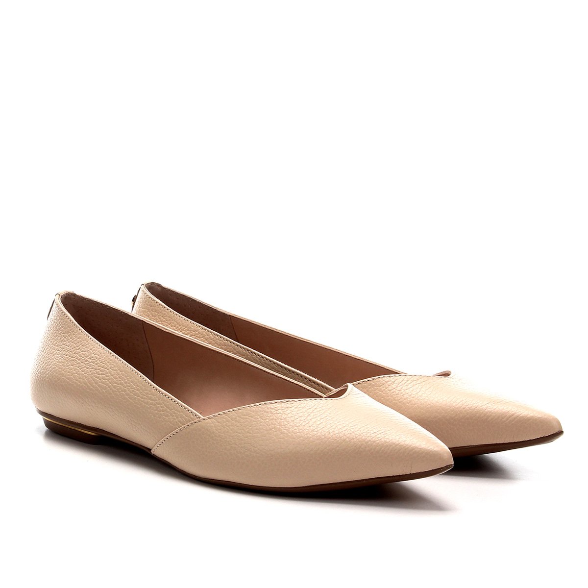 Sapatilha Couro Jorge Bischoff Bico Fino Feminina - Bege Menor preço em Sapatilha Couro Jorge Bischoff Bico Fino Feminina - Bege