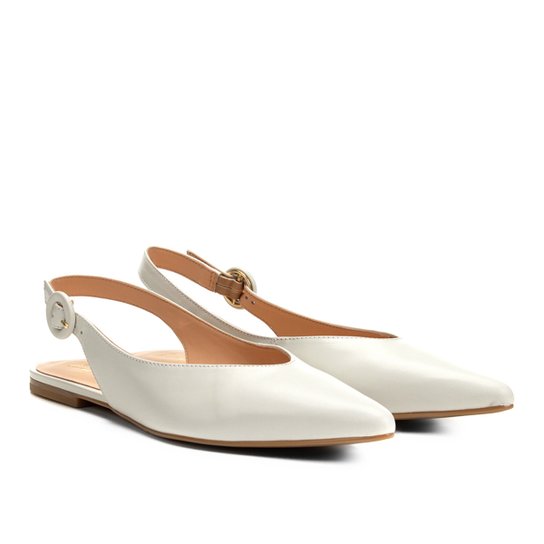 Sapatilha Couro Luiza Barcelos Tira Fivela Feminina - Off White