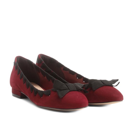 Sapatilha Couro Shoestock Gorgurão Feminina - Bordô