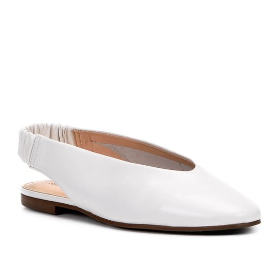 Sapatilha Couro Shoestock High Vamp Feminina - Branco