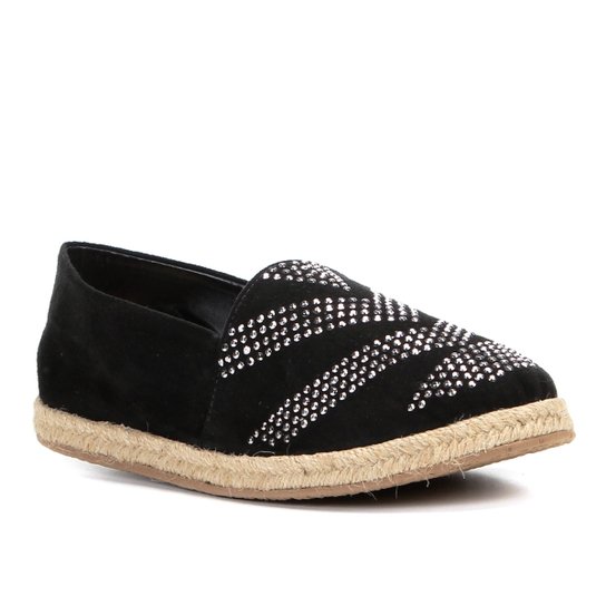 Sapatilha Couro Shoestock Hot Fix Feminina - Preto