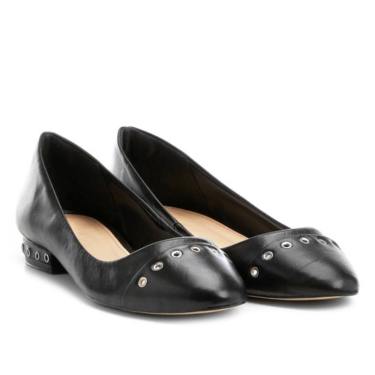 Sapatilha Couro Shoestock Rocker Feminina - Preto