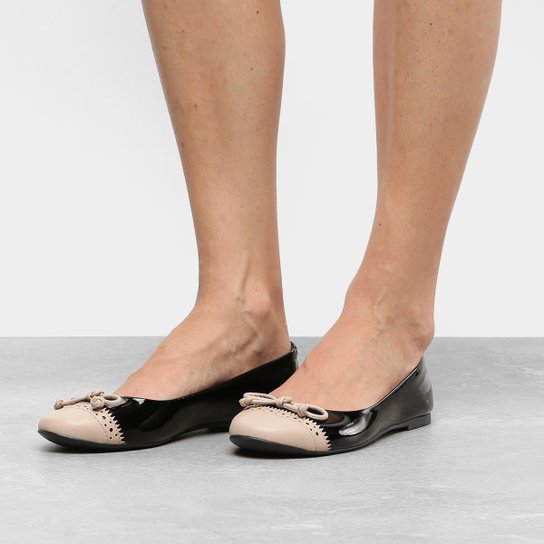 Sapatilha Drezzup Biqueira Zig Zag Feminina - Preto