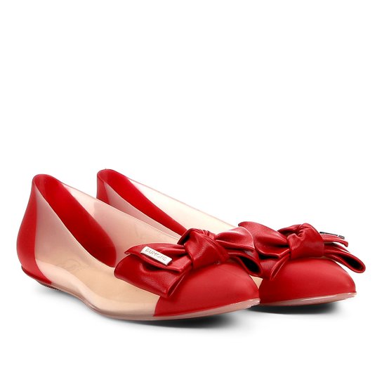 Sapatilha Dumond Bico Fino com Laço Feminina - Vermelho