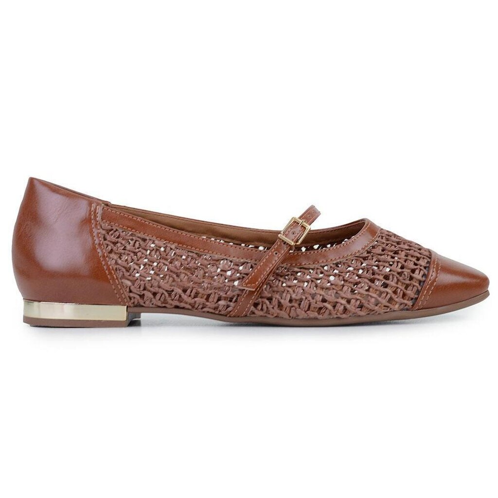 Sapatilha Feminina Bebecê Rafia Brown Marrom - T1128
