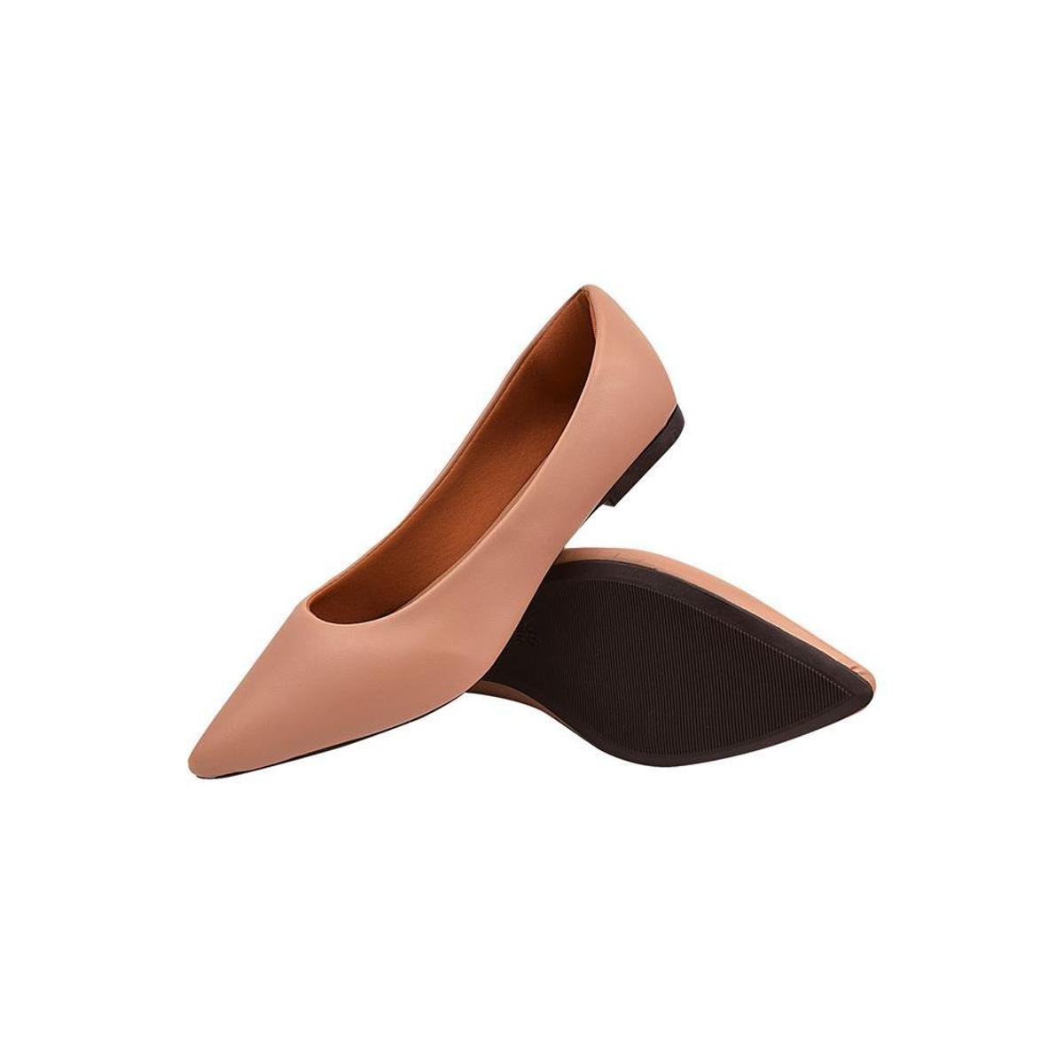 Sapatilha Feminina Bico Fino Conforto Moda Casual Conforto - Nude Menor preço em Sapatilha Feminina Bico Fino Conforto Moda Casual Conforto - Nude