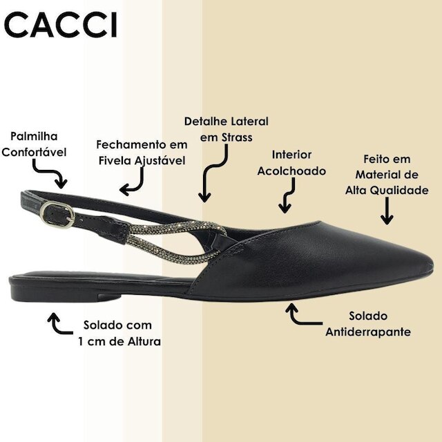 Sapatilha Feminina Bico Fino Elegante Fácil Calce Chic Cacci