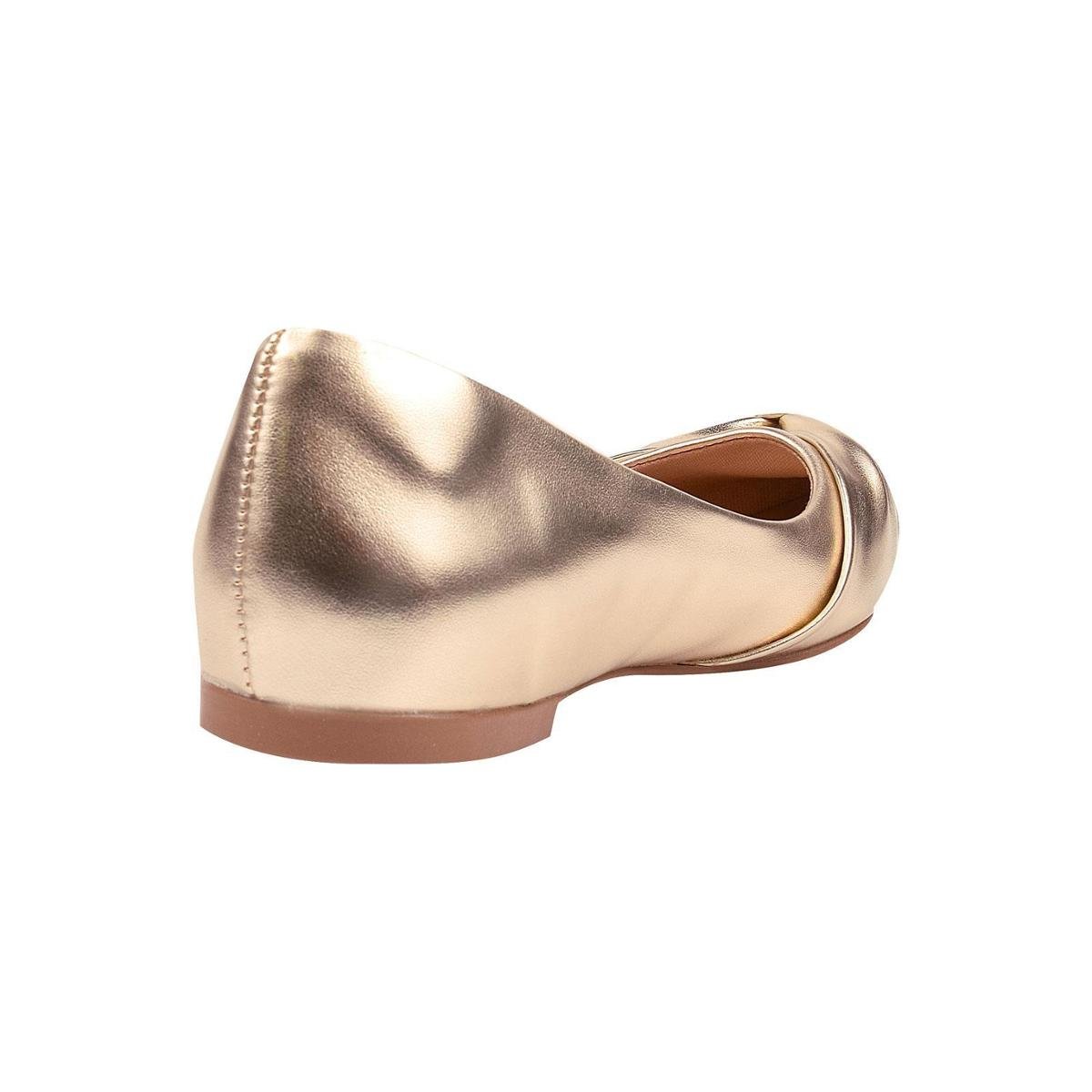 Sapatilha Feminina Bico Fino Enfeite Trançado Confort - Dourado Menor preço em Sapatilha Feminina Bico Fino Enfeite Trançado Confort - Dourado